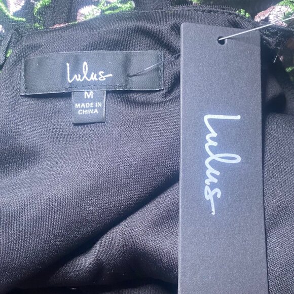 Lulus Floral Embroidered Black Mini Dress Sheer Whimsygoth Witchy Prom Wedding - Picture 10 of 11